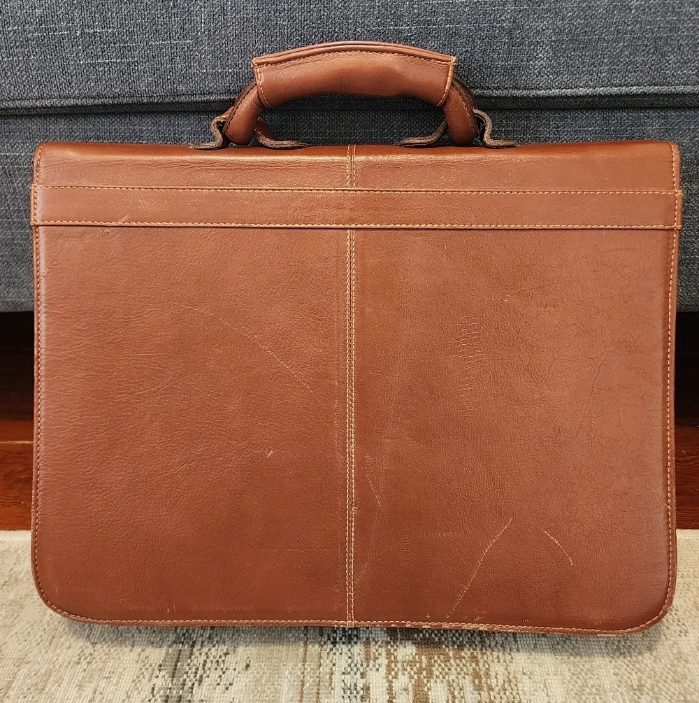 Vintage 1907 Brown 100% Leather Briefcase - Picture 2 of 15